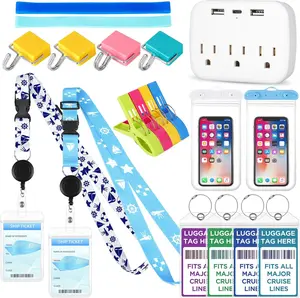 Mothers Day Gift Cruise Ship Essentials 2026, Cruise Must Haves Kits Including Non-Surge Power Strip, Lanyards for Cruise Ship Cards, Luggage Tags, Magnetic Hooks, Towel Bands and Clips for All Cruise Lines
