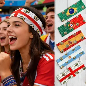 2026 Football Event Accessories, Team Fan Cheer Headband, Elastic Sweat-Proof Sports Hairband, Football Party Accessory