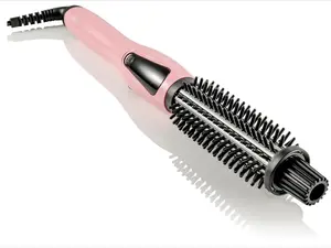 3-in-1 Ionic Heated Brush - Curler, Straightener & Styling Wand with Anti-Scald Nylon Bristles, Perfect Curling Iron Alternative for All Hair Types