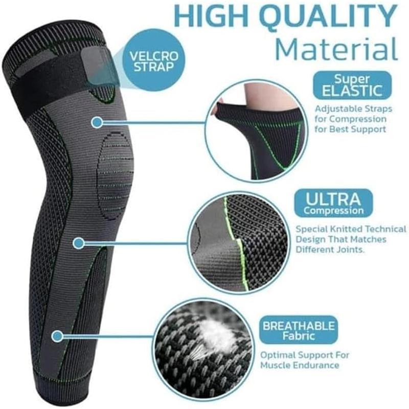 High-Elasticity Unisex Extended-Length Wrap Knee Brace Breathable Knit Support Sleeve with Artemisia Warmth for Sports Running Adjustable Compression Strap for Basketball Hiking Joint Pain Relief Non-Slip Knee Pad Pressurized Knee Pad