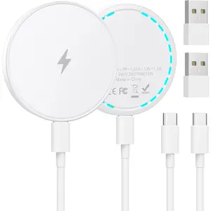 MagSafe Charger 2 Pack 15W Magnetic Wireless Charger Fast Charging Pad with 4.2 FT Type C Cable Compatible with iPhone 17/16/15/14/13/12 Series & AirPods 4/3/2/Pro Magnetic MagSafe Charging Pad