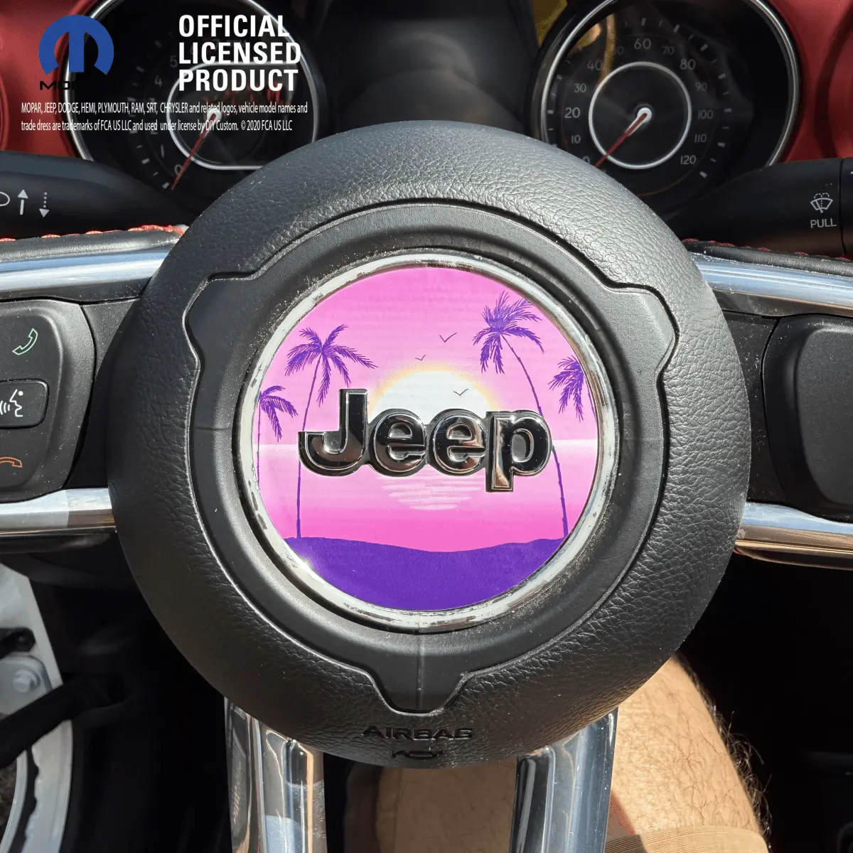 Jeep Wrangler JL Gladiator Steering Wheel Circle Pink Sunrise Vinyl Decal Sticker