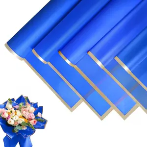 20 Sheets Flower Wrapping Paper - Flower Bouquet Wrapping Paper for DIY Crafts Packaging,  Flower Paper Wrap for Wedding, Birthday, Flower Shop (Blue, 22.8''x22.8'')