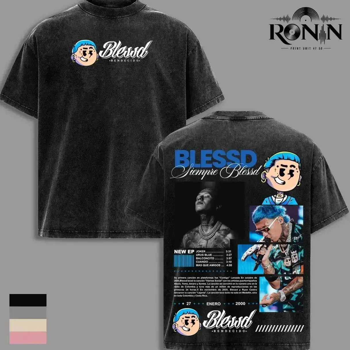 Comfort Colors Blessd “Mosaico en Negro” Graphic T-Shirt, Latin Trap Streetwear Tee, Blessd Fans Outfit, Dark Aesthetic Vintage Unisex Shirt SYV