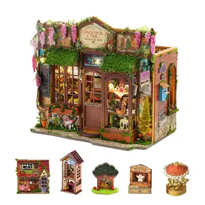 miniature, crafts Dollhouse Kit - DIY House with Room, Castle Roof & Colors | Handmade-Style Assembly with Pre-Cut Pieces | No Glue Included | Christmas, Birthday, Thanksgiving Gift & Adults | Home Decor Display Model