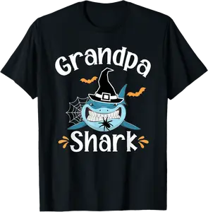 Mens Grandpa Shark Funny Halloween Grandpa Announcement T-Shirt - Jatinderpa Shop 75B09FFD9J5F