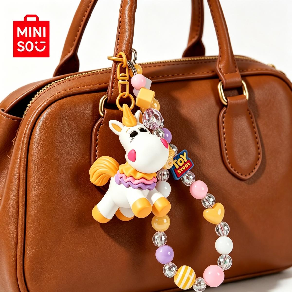 MINISO Toy Story Year of the Horse Beaded Keychain - Cute Buttercup Unicorn, Durable Kawaii Fashion Accessory, Keychain Attachment, Lightweight Colorful Unisex Bead Animal Cute Collectible, Ideal for Backpack, Car Key