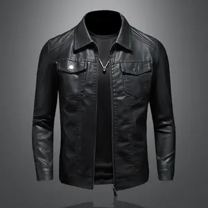 2026 Autumn Winter New Men Hooded PU Leather Jacket, Slim Fit Motorcycle Biker Coat, Black Casual Fashion Handsome Streetwear Outerwear Daily Wear Gooner Eat Sleep Goon Repeat T-Shirt
