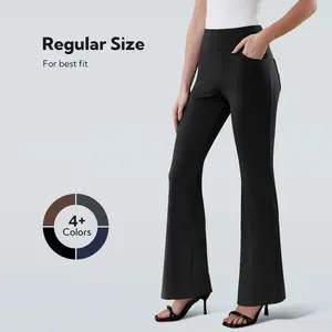 Dlooda Womens Dress Pants Stretchy Work Pants Business Casual Office Trousers Pull On Flare Slacks with 4 Pockets