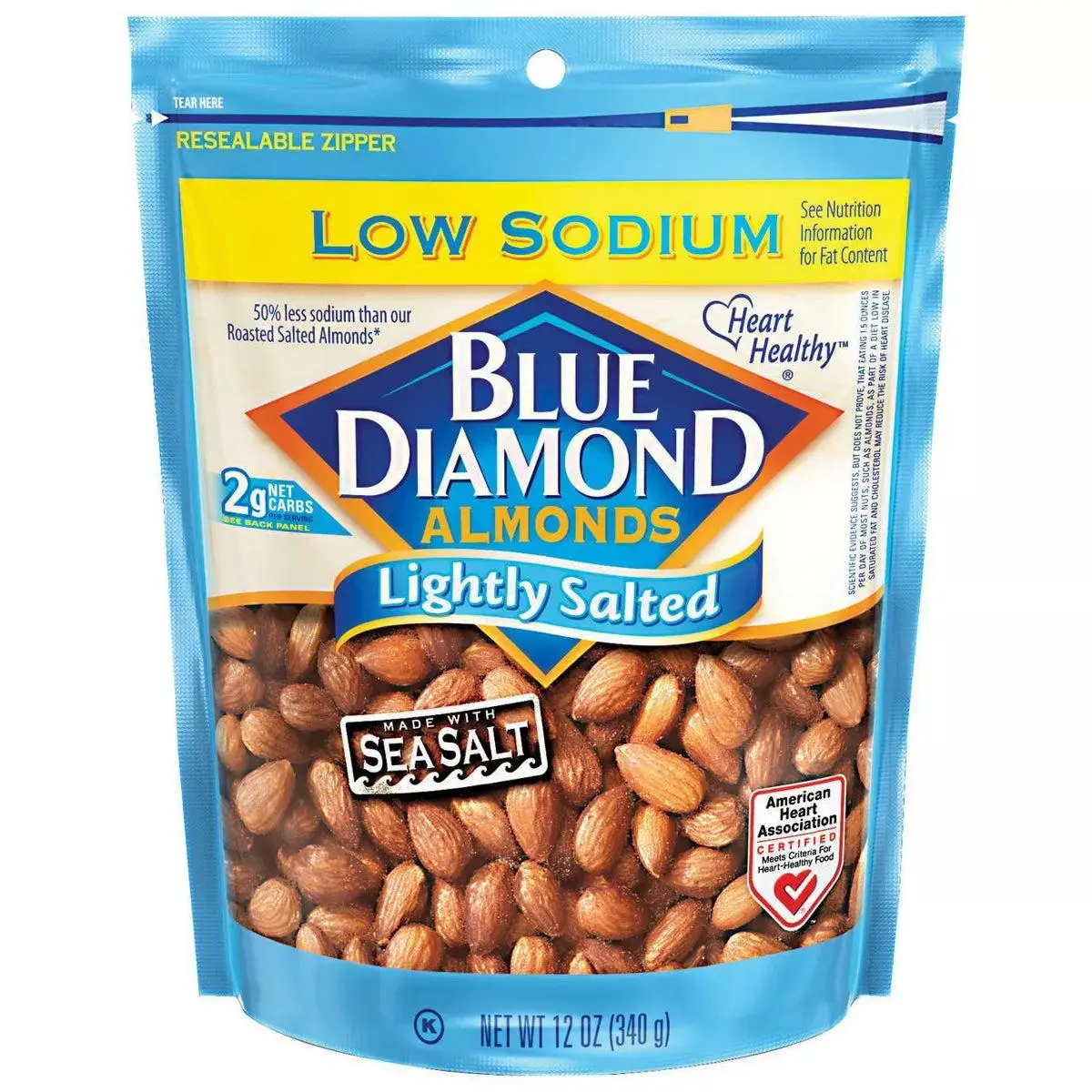 Blue Diamond Almonds, Lightly Salted Low Sodium Snack Nuts For Gluten Free Snacking