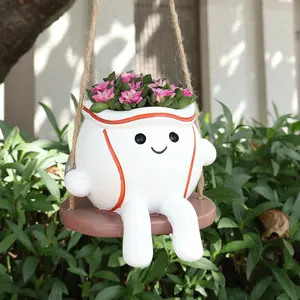 Fun Hanging Planters for Indoor   Cute Smiley   Flower Pot with Drainage Hole, Small Succulent Pot, for  Lovers &  Decor