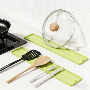 Non-Slip Pot Lid Mat Kitchen Countertop Drainage Pad Cutting Board Mat Stove Top Narrow Edge Anti-Grease Heat Resistant Pad