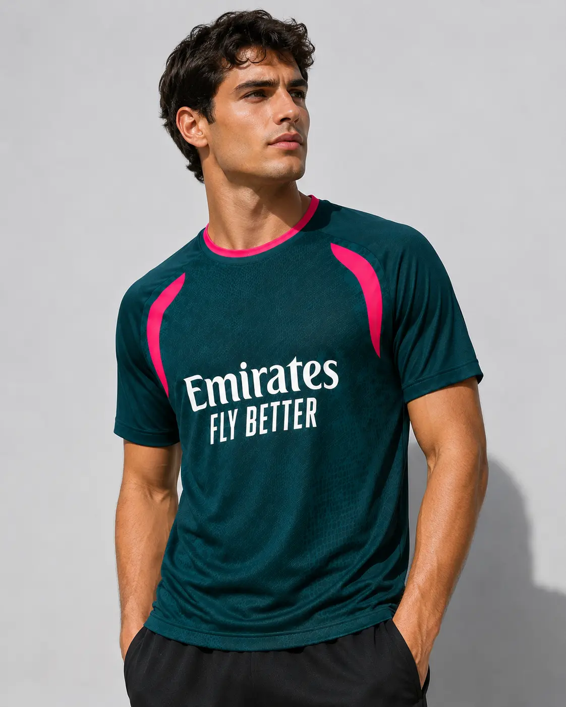 Dark Teal Pink Soccer Training Jersey – Unisex Short Sleeve Football Shirt, Breathable Quick-Dry Athletic Top, Match Day and Casual Sportswear for Men and Women