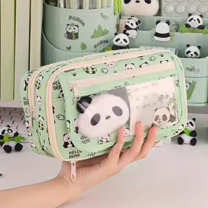 Creative Cartoon Pencil Case, Panda Multi-Layer Pen Bag, Large Capacity, Kids School Supplies, Birthday Gift, Desk Organizer
