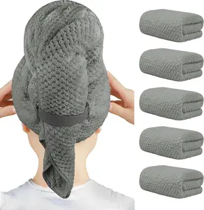 5 Pcs Large Microfiber Hair Towel Wrap 40 x 23.6 inch Anti Frizz Quick Dry Hair Towels for Women Long, Curly, Thick Hair, Super Absorbent Hair Turban for Wet Hair (Grey) - Home Improvement.