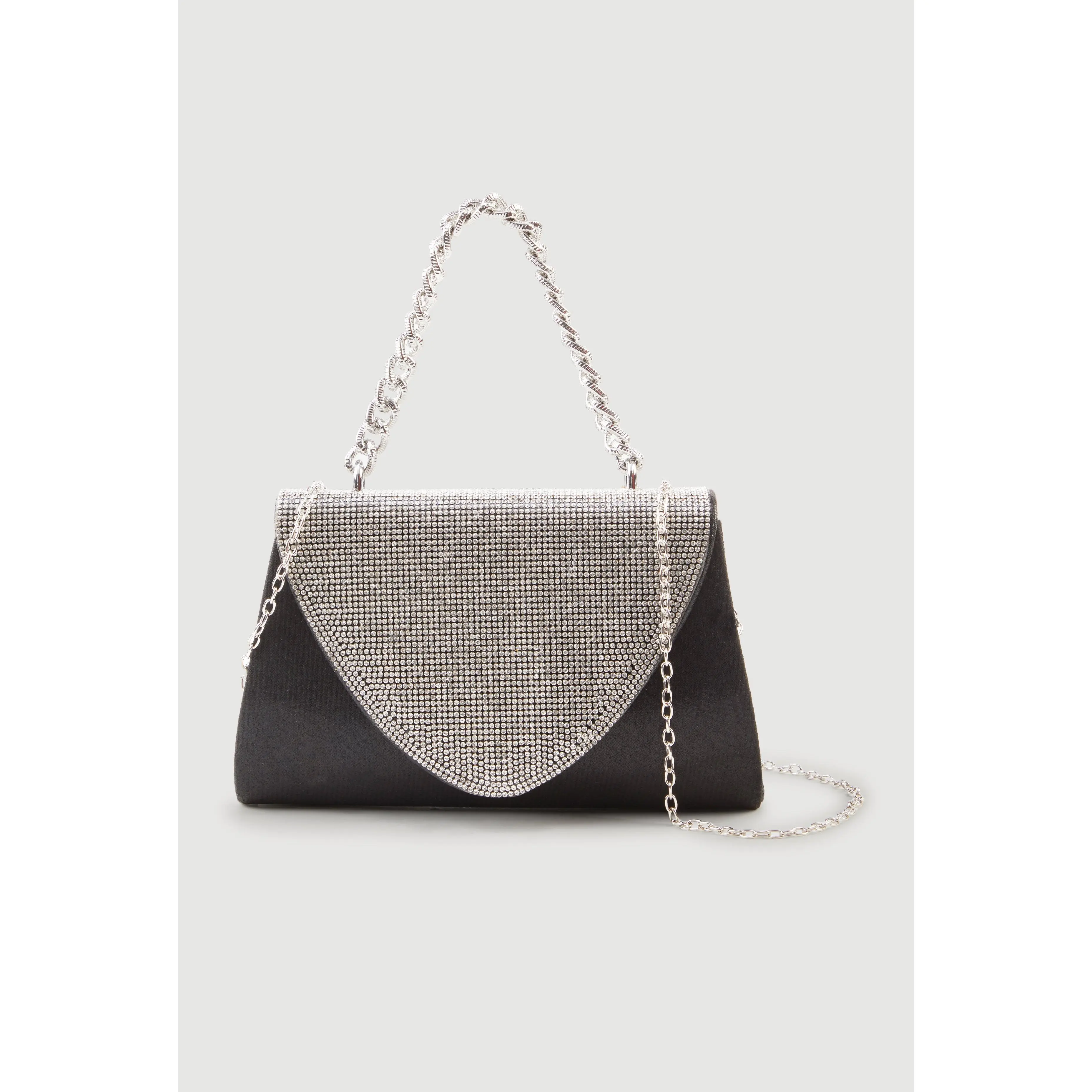 Rhinestone Flap Convertible Crossbody Handbag