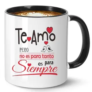 Couple Breakfast Mug Valentine's Day Gift Spanish Love Ceramic Coffee Tea Cup Mother's Day Present Romantic Anniversary Gift Idea Funny Dad Mug