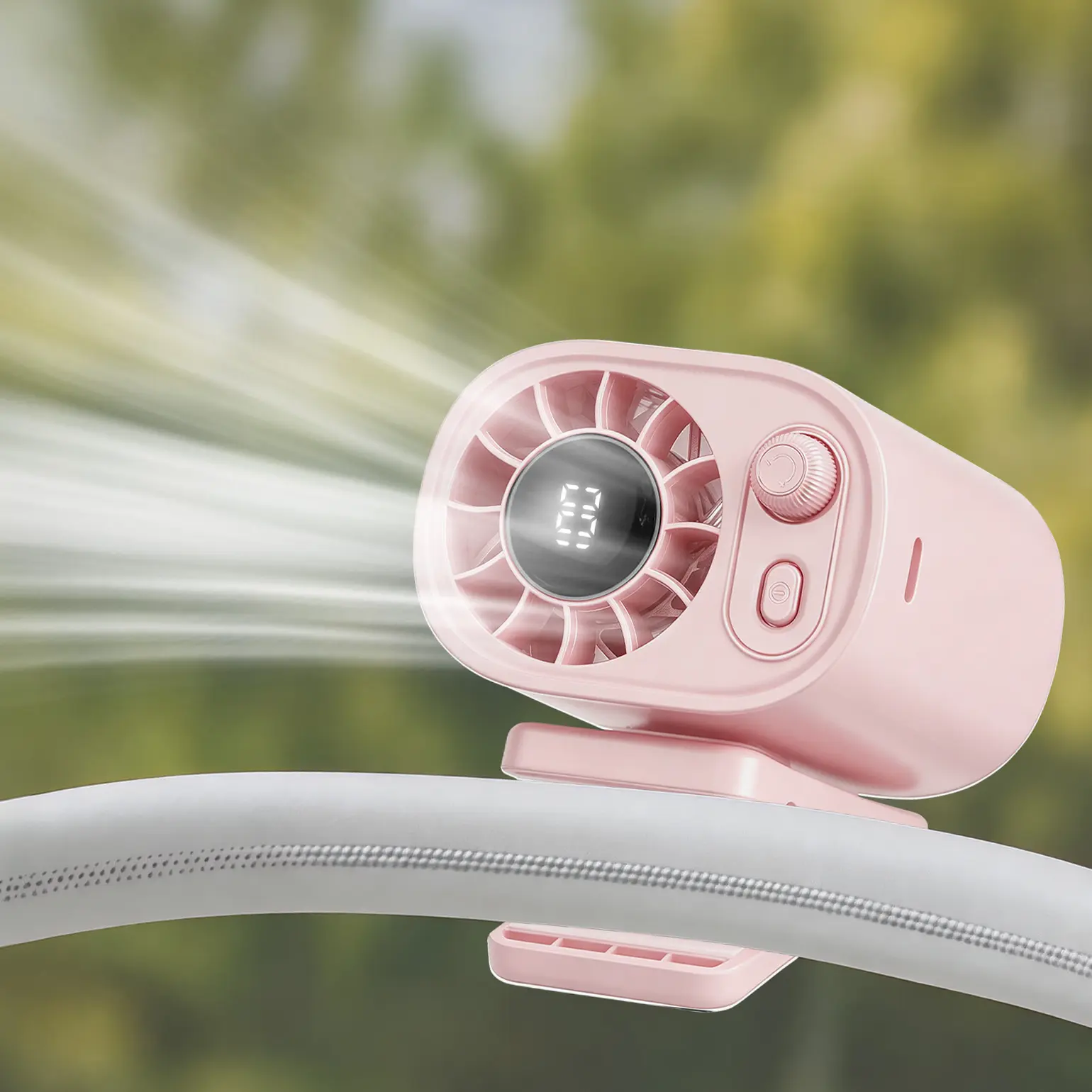 【Summer Survivals】JOYTUTUS Portable Car LCD Clip Fan, Electric Fan Low Noise Mini Fan [No Cooling Function] with 360° Adjustable, USB Rechargeable 1800mAh, Clamp Anywhere Compact, Car Accessories for Stroller, bicycle, Car Back Seat-Summerwins