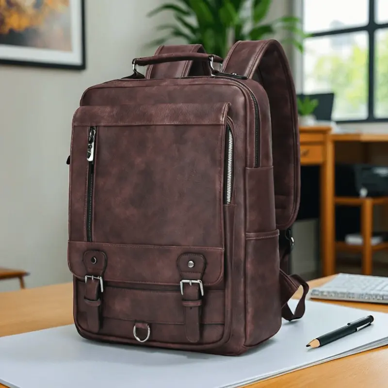 Retro Backpack with USB Function, Waterproof and Stylish Casual Backpack, Suitable for Commuting and Office, Can Accommodate 15.6-inch Laptops