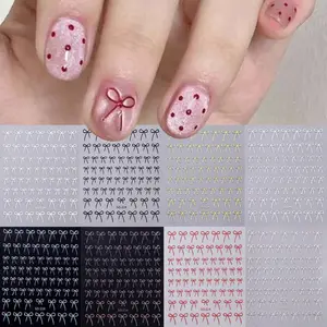 8 Pcs Korean Style Bow Nail Art Stickers Set, Simple Bow Valentine's Day Nail Decorations, Perfect Gift for Holiday Manicure Supplies