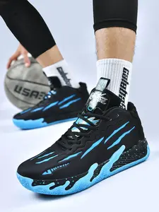 Men's Fashionable Patchwork Print Basketball Shoes, Casual Comfortable Breathable Sports Shoes, Basketball Shoes for Men, Trainer Shoes, Athletic Shoes