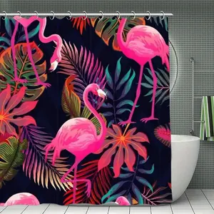 Flamingos Shower Curtain, Bathroom Decoration 70.8×70.8Inch (180×180cm)