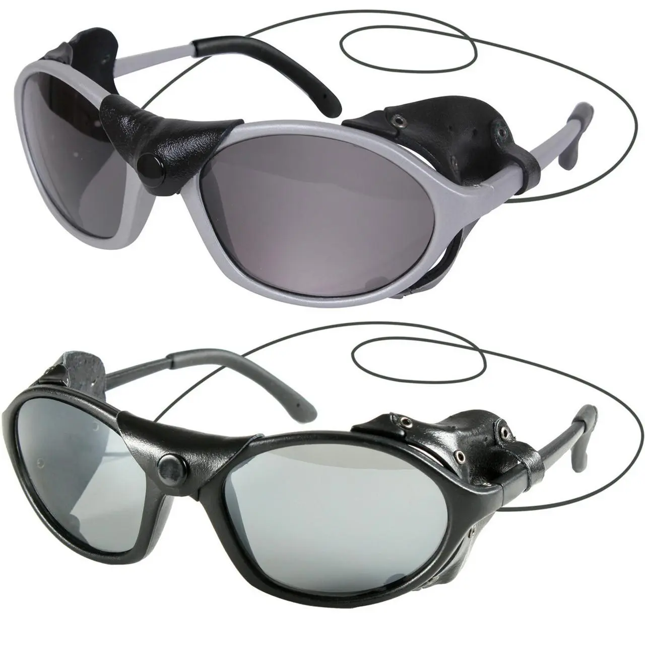 Tactical Flying Sunglasses with Wind Side Guards, Leather Panels, UV400 Lenses for Sun Protection