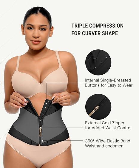Feelingirl FeelVibe Waist Cincher Women's Tummy Control Comfortable Fabrics Zipper Waist Trainer