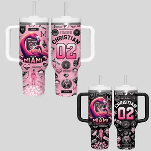Miami Pink Soccer Tumbler – Flamingo Aesthetic 40oz Cup