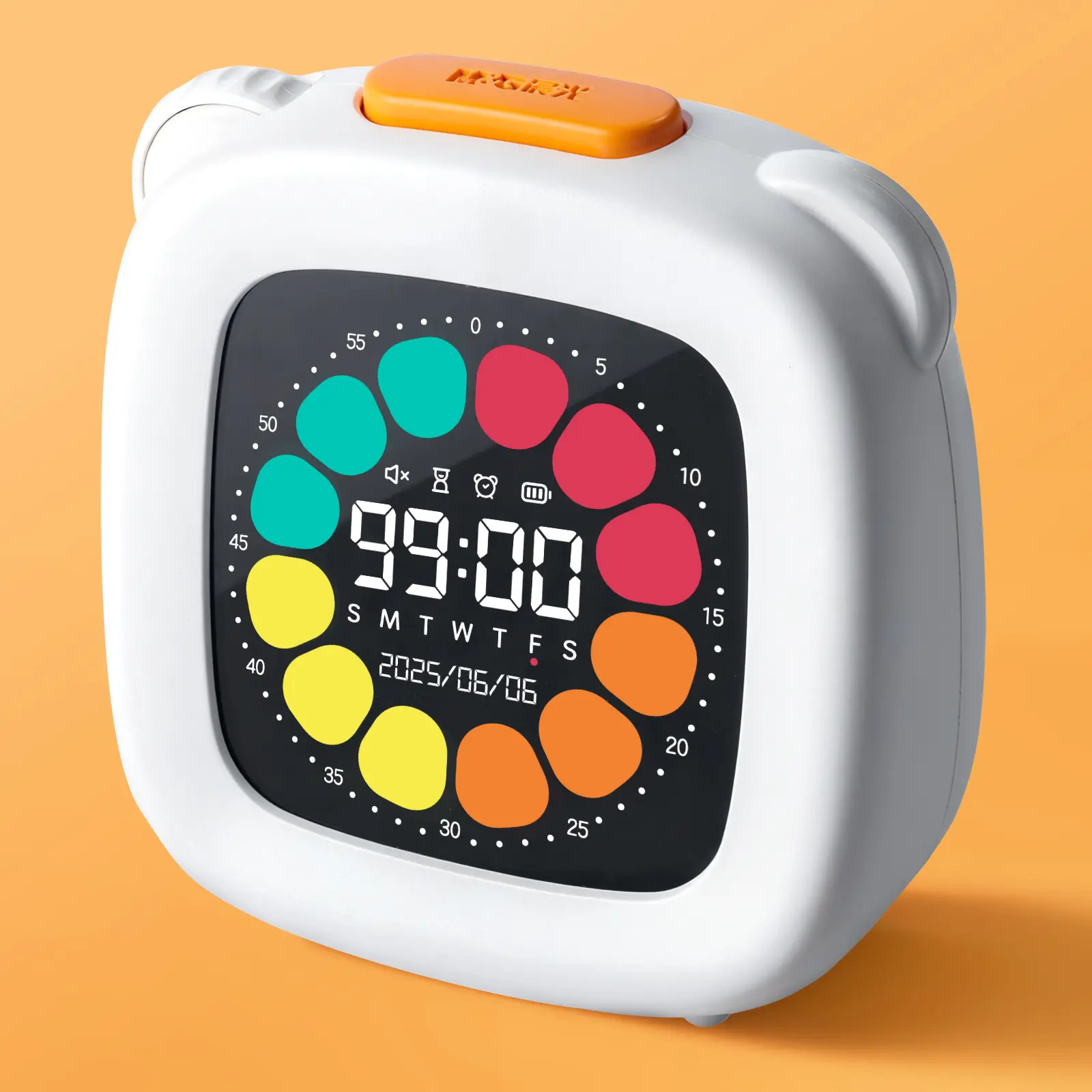 M&G Cube Quiet 4-Color Zone Kitchen Timer - 4 Alarm Groups, Pause & Resume, Adjustable Sound, Brightness Control, 3.5” Color LED Display, Built-in 1500mAh Rechargeable Battery, Easy Scroll Wheel, Ideal for Daily Routines, Desks (No Magnets)