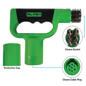 7-Way Round SAE J560 BrushAll Trailer Connector Cleaner - Heavy-Duty Ergonomic Handle (Patent-Pending) with Precision Scrubber Brushes for 7-Way Round Pin Trailer Terminals