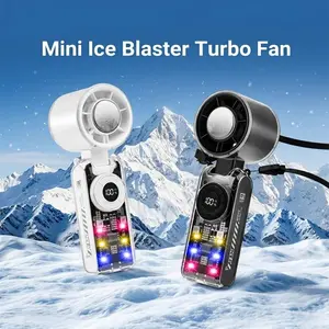 5-in-1 Refrigeration Handheld Turbo Fan | 199-Level Stepless Mini Neck Fan | 4000mAh Rechargeable Portable Cooling Fan for Travel Dorm Office