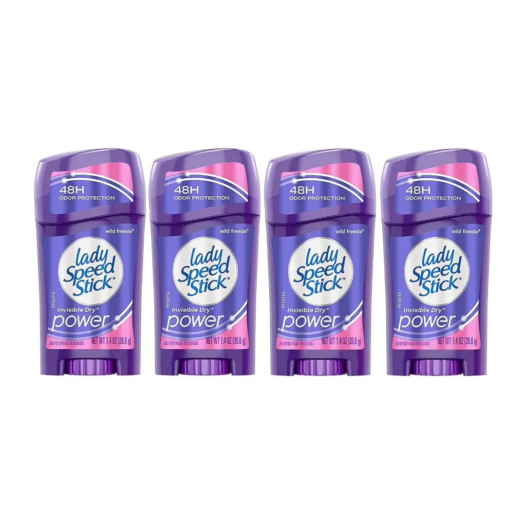 Lady Speed Stick Invisible Dry Antiperspirant & Deodorant, Wild Freesia, 1.4 Ounce (Pack of 4)