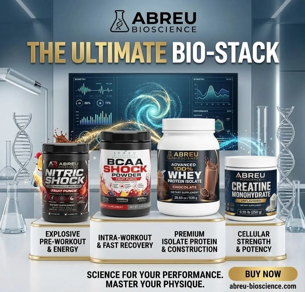 THE ULTIMATE BIO-STACK BY ABREU BIOSCIENCE: Whey Isolate, Creatine, Pre-Workout, BCAA