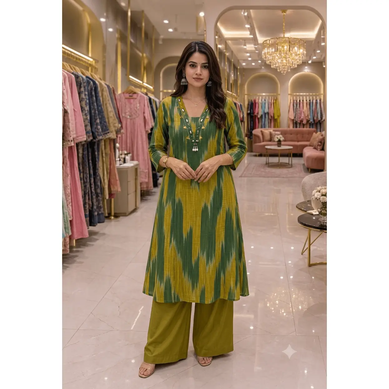 Pure Cotton Ikkat with Plazzo Coord Set