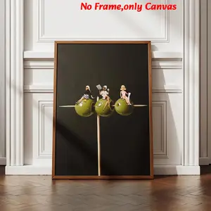 Wall Art, Vintage Poster, Dirty Martini Olives Art Print, Super Dirty Cocktail Canvas Painting, Restaurant Aesthetic, Kitchen Decor, Apartment Decor, Housewarming Gift, Unframed, Modern Home Decor, Modern Home Decoration