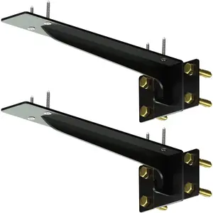 Heavy Duty Shelf Brackets 10 Inch, 1500 lbs Capacity, Hooks for Wall Mounted Shelves, L-Shaped Floating Shelf Brackets with Hanging (Black 2 Pack)