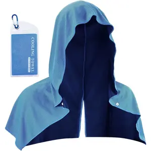 Cooling Hoodie Towels, Instant Cooling Towels for Neck and Face, UPF 50 Sun Protection, Ice Towel for Hot Weather, Head Towel for Sports, Camping, Cycling & More Activities