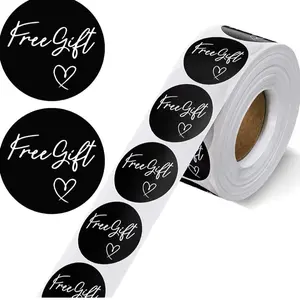 500Pcs 1" Free Gift with LOVE Stickers 1.0in Diy Small Business Adorn Gifts,Attracts Customers Increased Sales，Black color