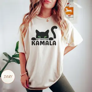Cat Ladies For Kamala T-Shirt, Childless Cat Lady Shirt, Elect Kamala Harris, JD Vance Hates Cats, Funny Feminist Gift, Election 2024