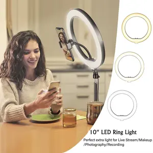 10Inch LED Ring Light Photography Selfie Ring Lighting with Tripod Stand for Smartphone