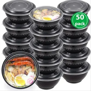 36oz Disposable Soup Bowls with Lid, Disposable Plastic Bowl Lunch Box, Round to-go Box with Lid, Food Storage Container, BPA Free, Microwave/dishwasher/freezer Safe, Suitable for Parties, Restaurant Kitchen Use