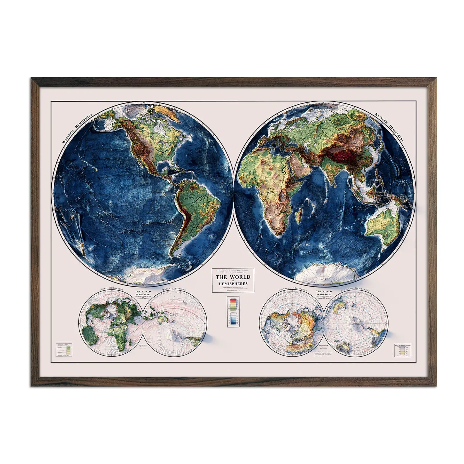 World Map 1917 Shaded Relief Map