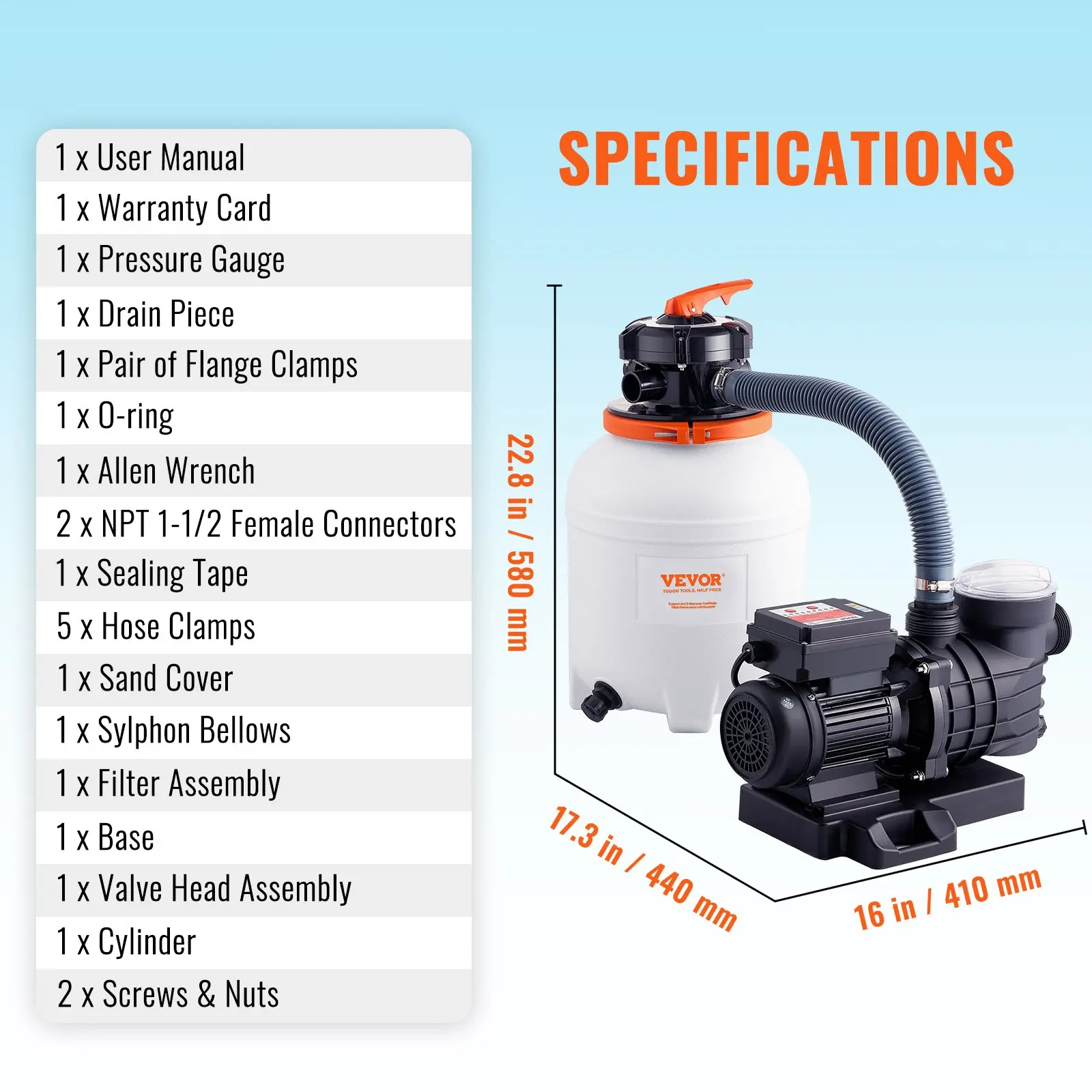 12 inch - 3000 GPH, 1/2 HP