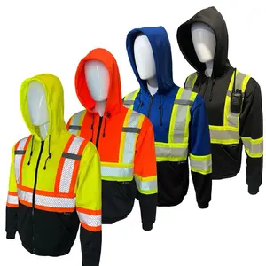 Men’s High Visibility Reflective Zip Up Sweater with Heat Transfer Reflector - Menswear