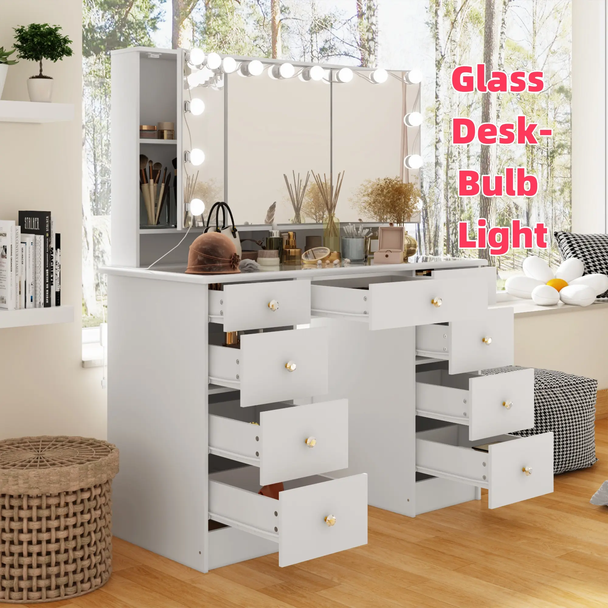 Glass Desk-Bulb Light-White