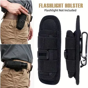 Tactical Flashlight Pouch Holster, Rotatable Holder Belt Clip, Tactical Torch Carry Case, 360 Degree Carabiner Reel Clip