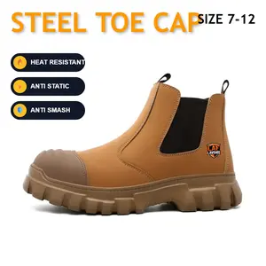 SpringStatements Comfortable Brown Steel Toe Slip Resistant Safety Footwear Work Shoes Splash-Proof Puncture-Proof Smash-Proof Breathable Anti-Slip Men Women Outdoor Heavy Duty Protective Gear Durable Industrial Construction Sneakers