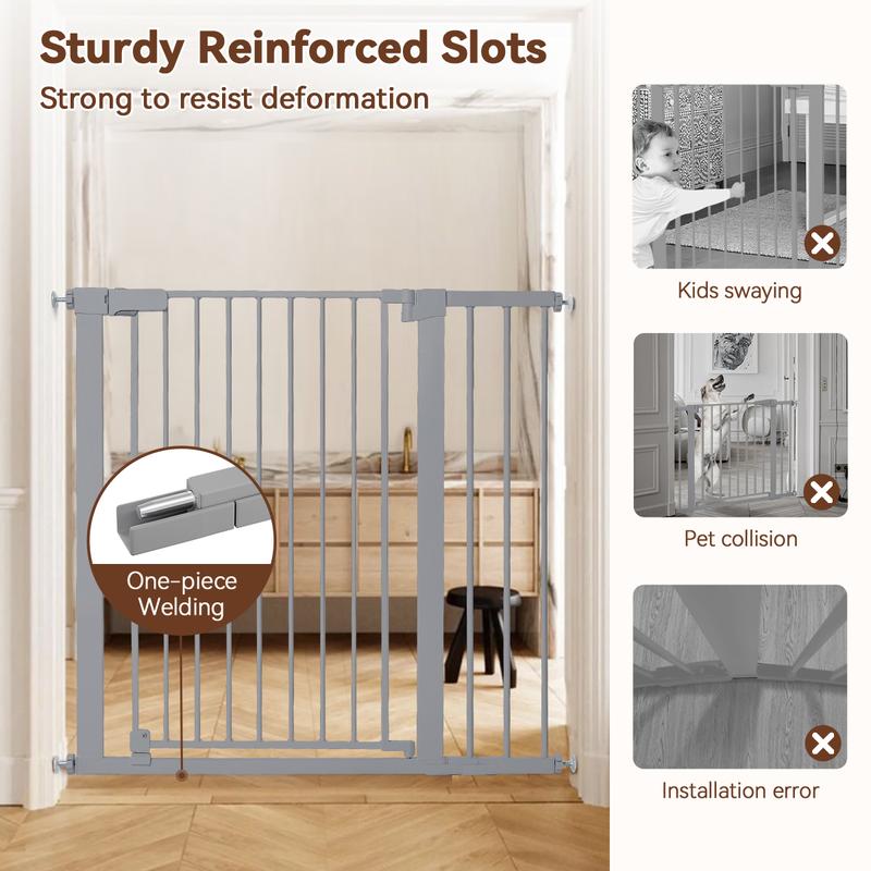 PAWGIANT 36" Tall Pet Gate for Cats, 29.5-40.6" Wide, Auto Close Extra Wide Dog Gate for House, for Doorways & Bottom of Stairs, Pressure Mount Safety Gate for Babies, Toddlers & Pets, Tested & Safe, Baby Gate Pressure Mount