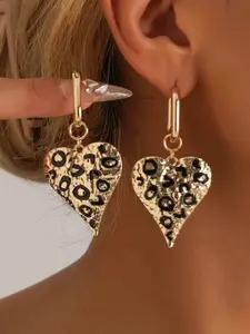 Vintage Sweet Cool Punk Heart Metal Earrings, Dripping Oil Spots Design, Simple Style Women's Party Trendy Earings, Lightweight Earring, Animal Print Earrings